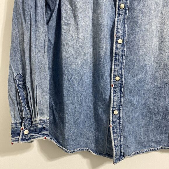 Mossimo Supply Co Denim Shirt Men's XL Blue Red White Snap Button 100% Cotton - Picture 4 of 10